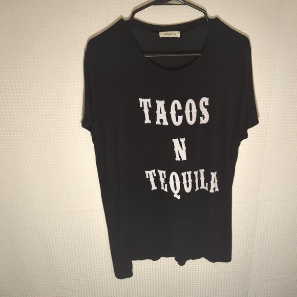Ginger G Women’s M Black Graphic Tee Tacos N Tequila Short Sleeve Novelty Shirt - Picture 1 of 6